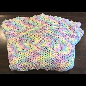 Vintage knit crochet Easter blanket